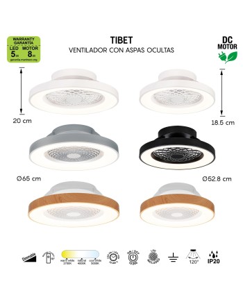 TIBET MINI * VENTILADOR PLAFÓN LED NEGRO CON MANDO